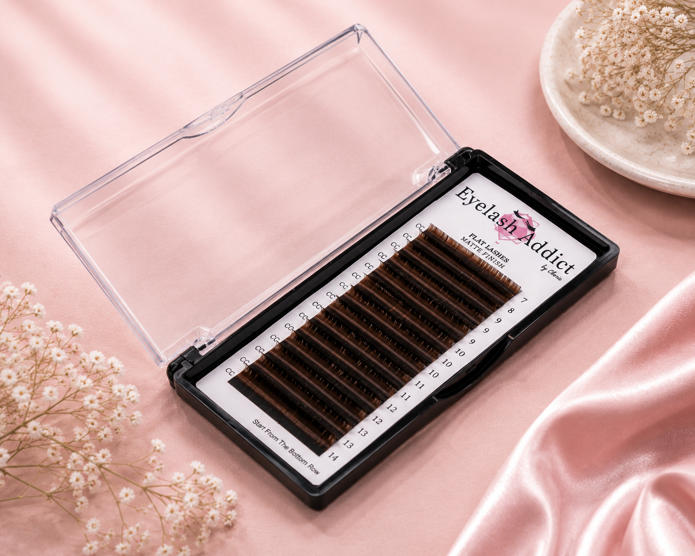 Flat Lashes Matte BROWN (Mixed Tray)